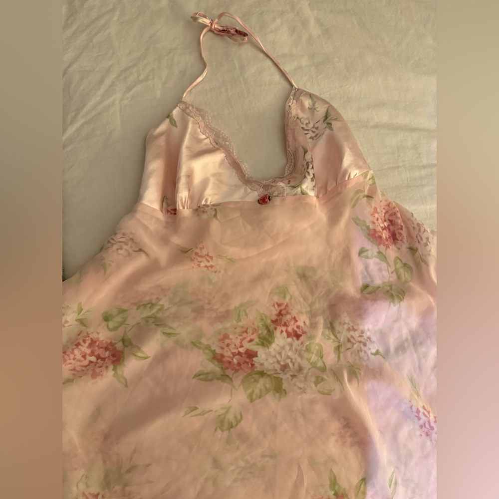 Silk floral mini slip dress
